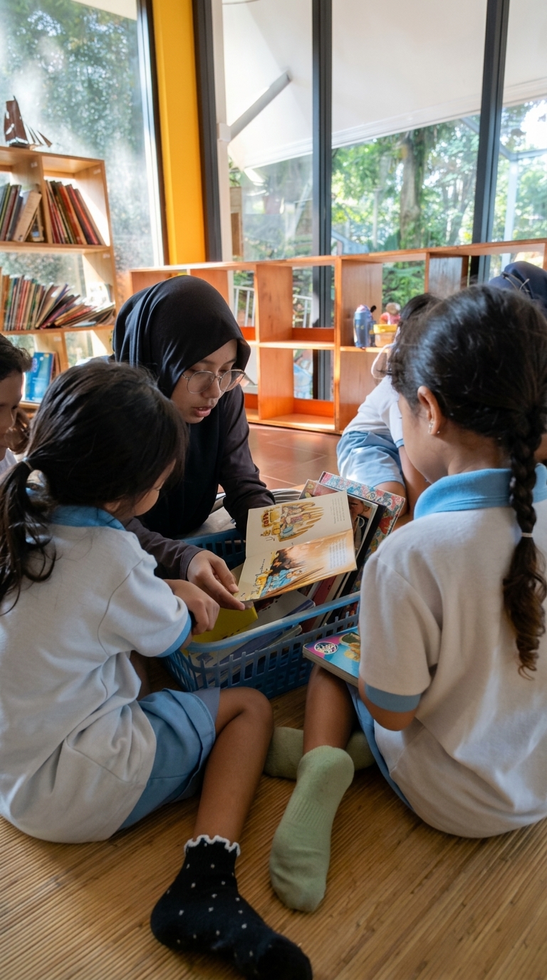 Tingkatkan Minat Baca Anak melalui Suasana Perpustakaan Alami di Sekolah Alam Cikeas